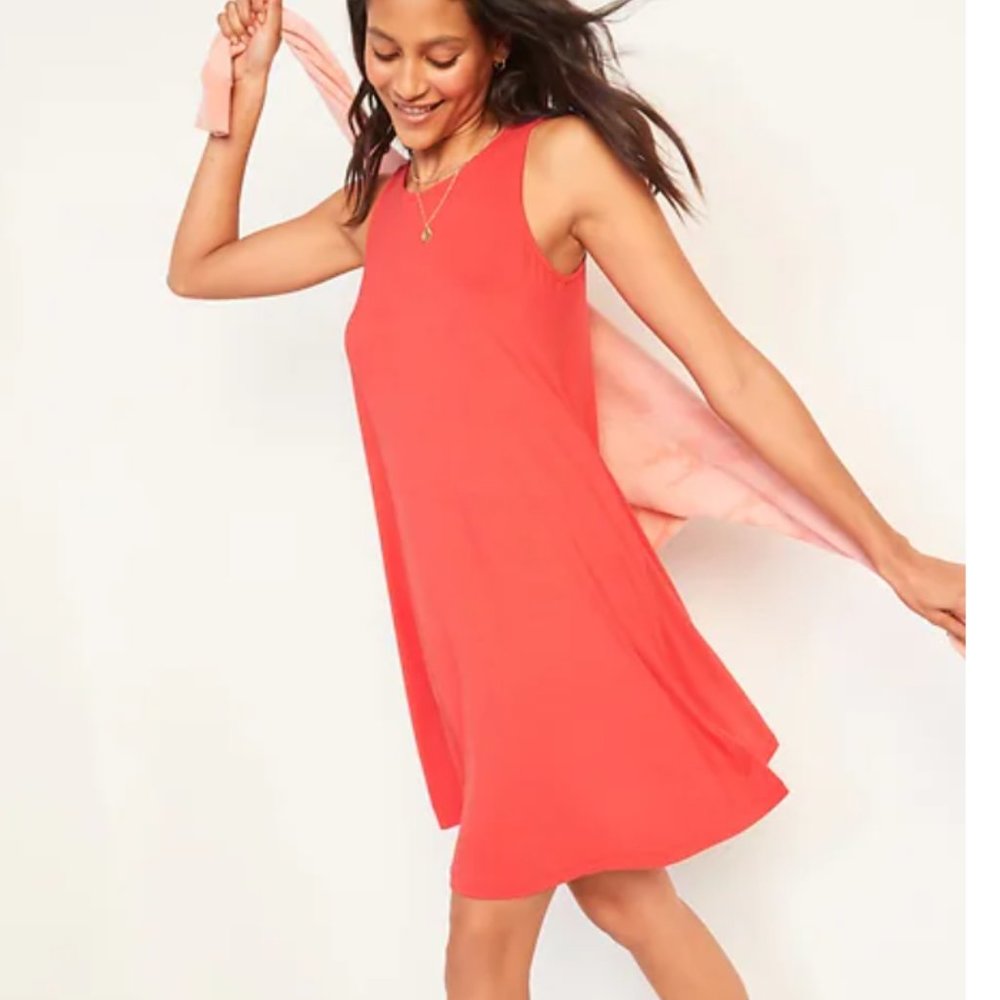 Old Navy Jersey Swing Sleeveless Dress M Orange